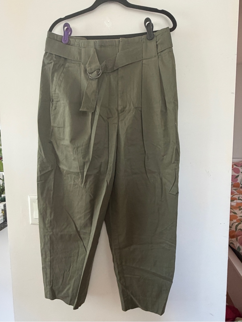 Banana Republic Olive Green High-Waist Trousers with Belt